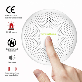 Koolmonoxide melder + rook melder brand 2-in-1 WIFI/APP TUYA wit