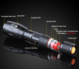 Led militaire zaklamp zaklantaarn waterdicht 2000 lumen oplaadbaar