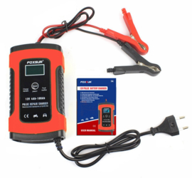 Accu druppel lader druppellader auto acculader 12V + LCD display *rood*