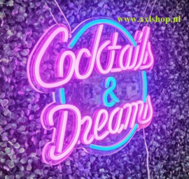 Cocktails & Dreams NEON sign bord led lichtbord verlichting lamp XXL roze/roze