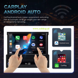 Klapscherm Carplay 1 DIN autoradio NAVIGATIE  Wifi Android 15