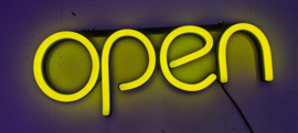 Open neon bord verlichting lamp licht kunststof 3D *geel*