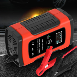 Accu druppel lader druppellader auto acculader 12V + LCD display *rood*