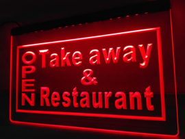 OPEN & take away neon bord lamp LED  verlichting reclame lichtbak