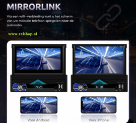 Klapscherm Carplay 1 DIN autoradio NAVIGATIE  Wifi Android 15
