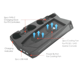 Dockingstation playstation 5 ps5 laadstation ventilator oplader lader