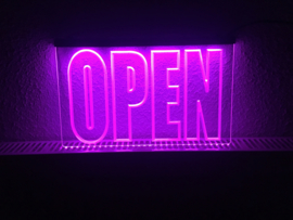 OPEN neon bord lamp LED verlichting reclame lichtbak #11 *PAARS*