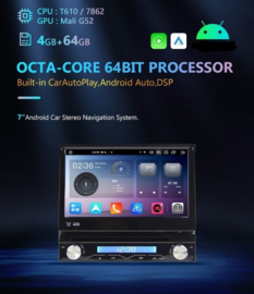 Klapscherm Carplay 1 DIN autoradio NAVIGATIE  Wi-Fi Android 13 + camera