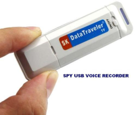 Spy USB digitale voice audio spraak recorder stereo opnemen SD WIT & ZWART