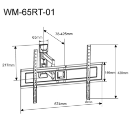 Tv muurbeugel muur beugel ophang draai- en kantelbaar 32-65 inch <40KG