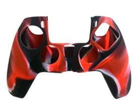 Silicone hoes skin case cover voor PS5 playstation 5 controller *rood camouflage*