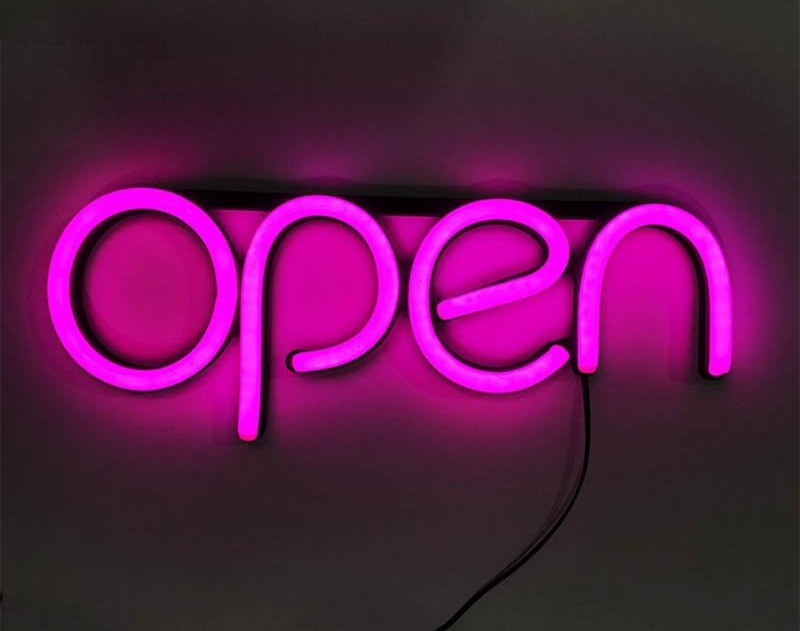 grens Pelmel Waakzaamheid Open neon bord verlichting lamp licht kunststof 3D *roze* | OPEN borden |  xxlshop.nl