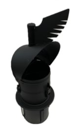 Turbowent Draaikap Type Dragon – Insteekdiameter 150 mm, Zwart Gepoedercoat RVS, Openklapbaar – TUZ150005Z