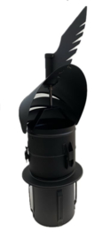 Turbowent Draaikap Type Dragon – Insteekdiameter 150 mm, Zwart Gepoedercoat RVS, Openklapbaar – TUZ150005Z