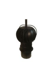 TURBOWENT Draaikap 150 mm zwart met draailager buiten de kap en zelfklemmende insteekpijp