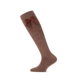Kniekous Yellow moon met satijnen strik brown