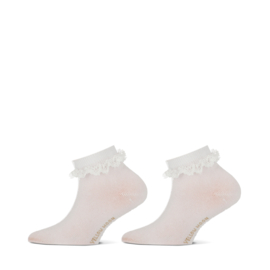 Girls short sock met kantje wit 2-pack