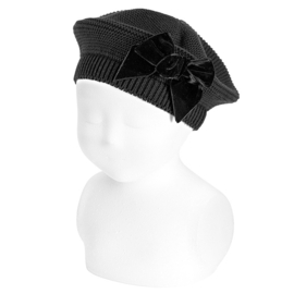 Baret Condor zwart met velvet strik