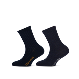 Kindersok rib marine/jeans 2-pack
