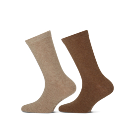 Kindersok uni beige/toffee 2-pack