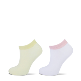 Enkelsok geel en rose met lurex boord 2-pak