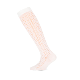 Kniekous Yellow Moon opengewerkt in Beige, Off/White ,Wit en Lichtroze