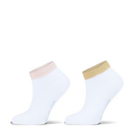 Sneaker lurex boord goud en rose  2-pack