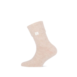 Yellow moon kinder sok wol met omgeslagen boord bruin of beige