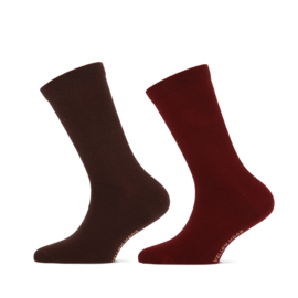 Kindersok uni brown/wine red 2-pack