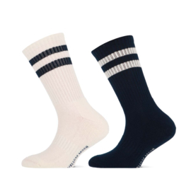 Sport sock terry sole 2-pack cream/marine