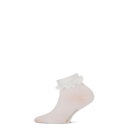 Girls short sock met kantje wit 2-pack