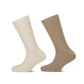 Kindersok kabel beige/offwhite 2-pack