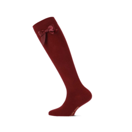 Kniekousen Yellow moon met strik wine red