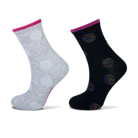 Meisjes sok met lurex dots marine/grijs