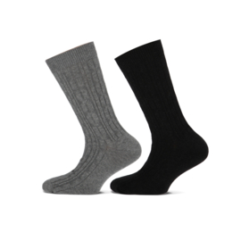 Kindersok kabel grijs/antracite 2-pack