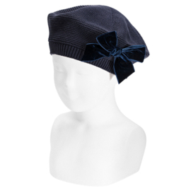 Condor baret marine met velvet strik