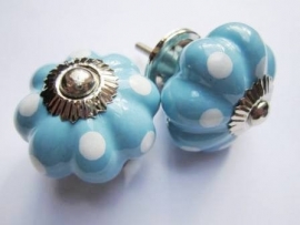 Deurknop blauw Polka kastknop