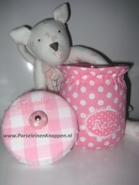 Porzellanknopf - Möbelknauf Polka dot rosa