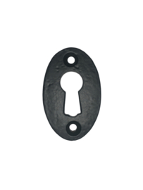 Sleutel rozet 50x34mm smeedijzer zwart slotplaat