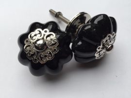 Zwarte deurknoppen, zwarte kastknop met mooie kroon