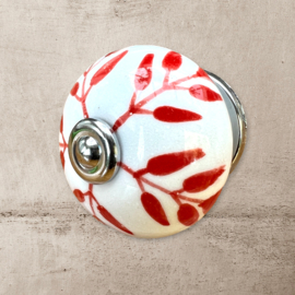 Authentieke deurknoppen wit met rood, Klassieke kastknop