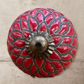 Porzellan rote Schrankknöpfe mit Relief, rot mit schwarz