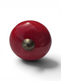 Antiek rood kastknopje messing kroon