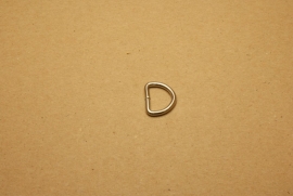 D-ring ongelast nikkel 15mm
