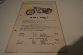 Horex Regina 250-350-400cc 3 bladzijden instructie  en onderhoud bladen