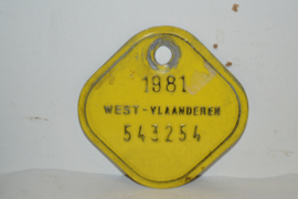 Belastingplaat België West Vlaanderen 1981/1979