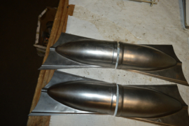 Tweetakt Uitlaat eind stukken/lengte 24 cm/breed 90/150mm