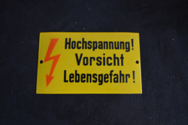 Emaille bord Hochspannung Vorsicht Lebensgefahr