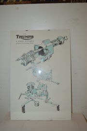 Triumph A poster versnelling bak swing arm 61.5x42 cm