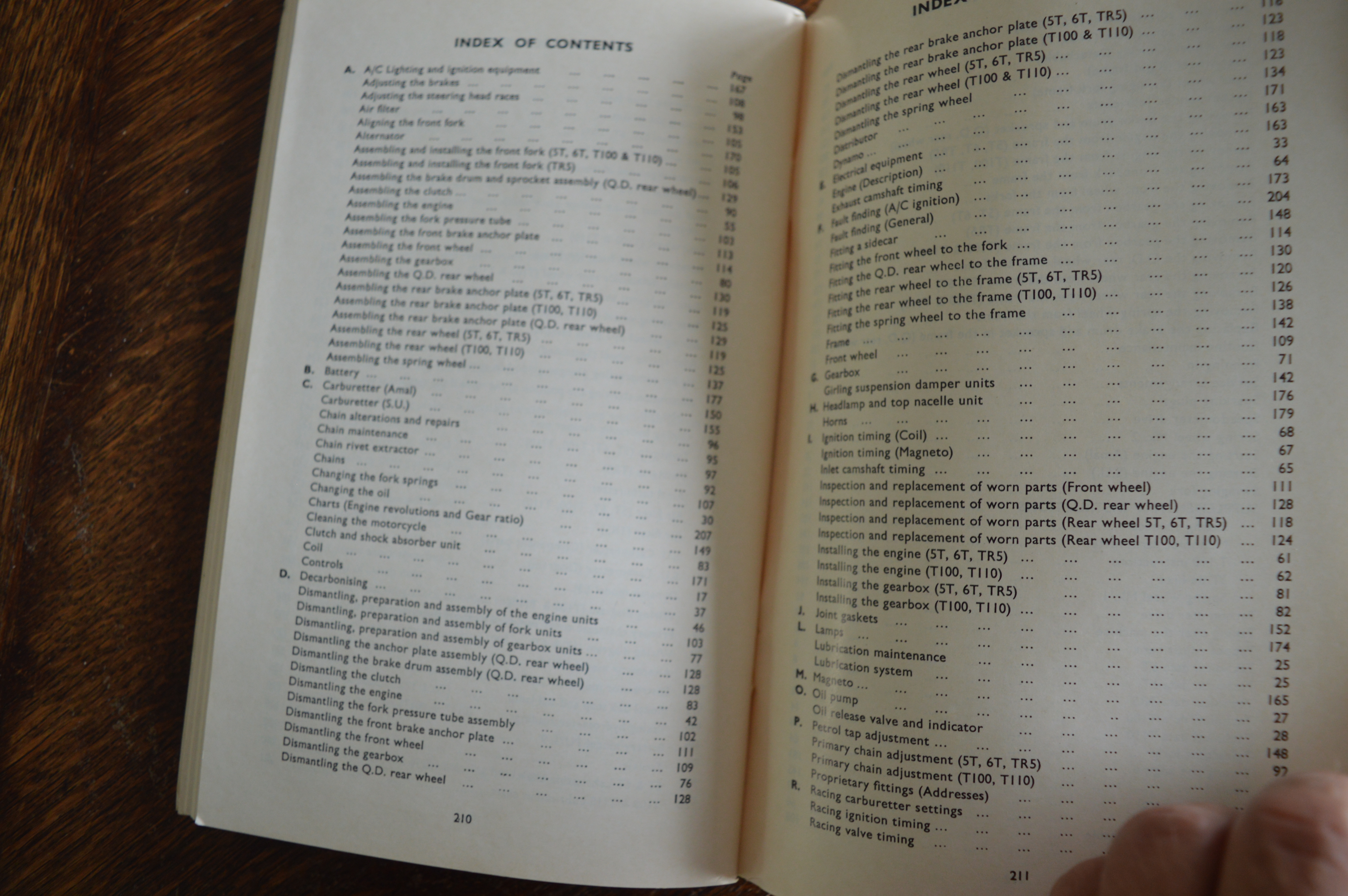 Triumph model 1945-1955 instructie boek